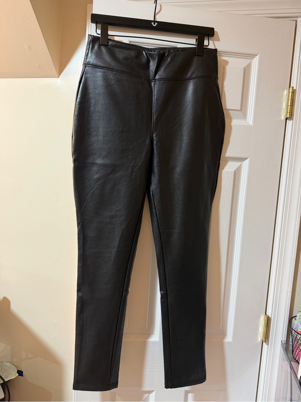 High-Rise Black Faux Leather Skinny Pants